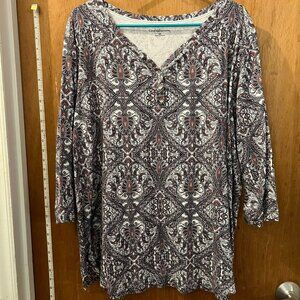 Size 3X - Croft & Barrow - Black and White 3/4 Sleeve Knit Pullover